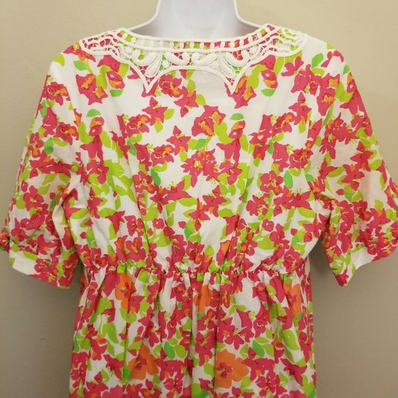 Lilly Pulitzer FALLING FOR YOU Dress‎ 6 Pink Green Floral V Neck Shift Spring - Picture 6 of 8